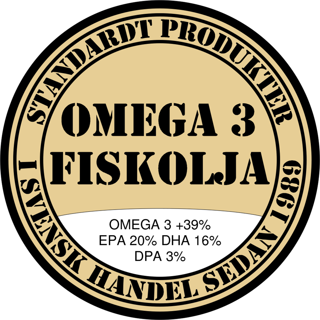 Fiskolja från viltfångad fisk. OMEGA3 39% EPA20% DHA16% DPA3%