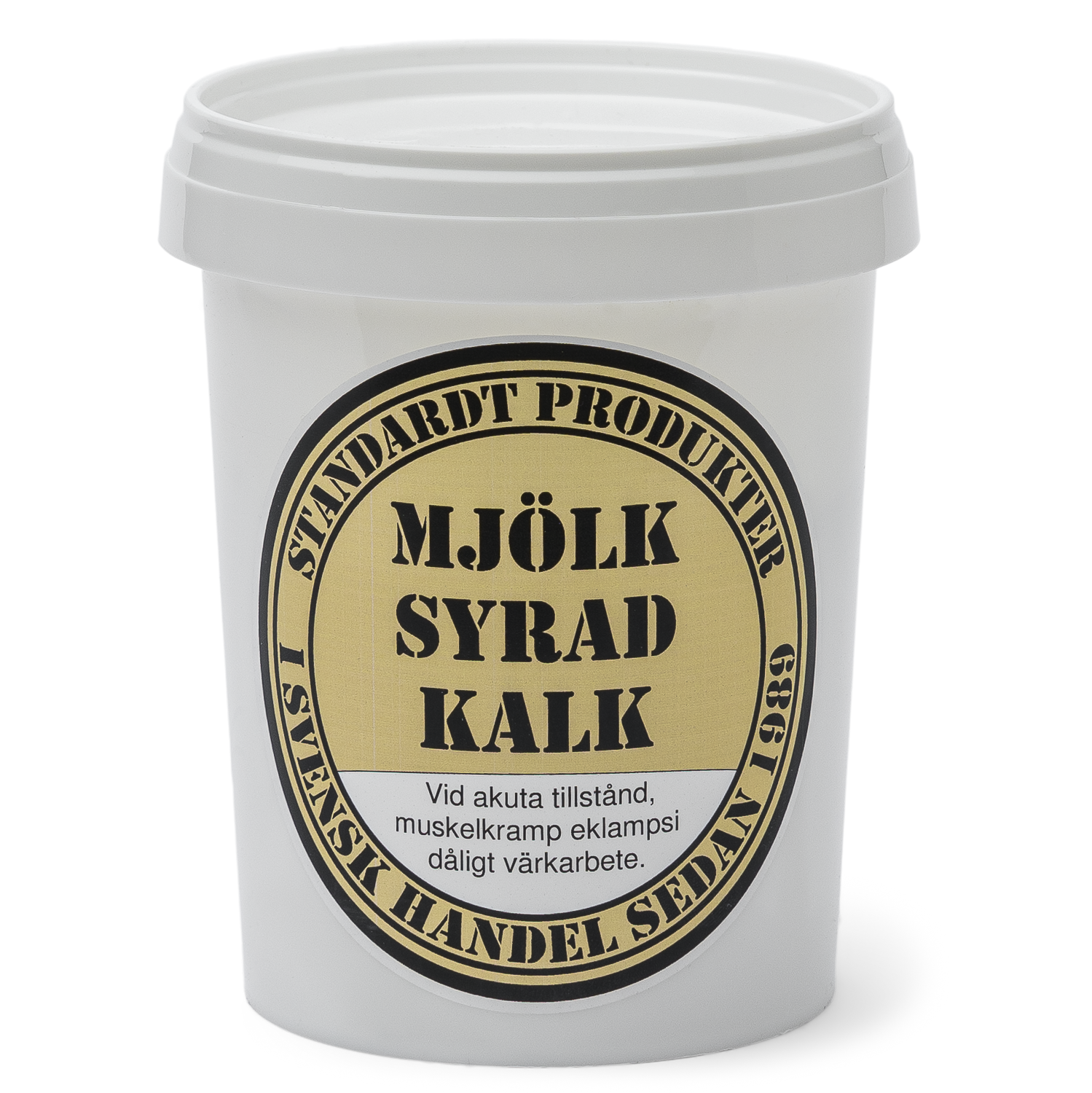 Standardt MJÖLKSYRAD KALK . Vid akuta tillstånd, muskelkramp, eklampsi, dåligt värkarbete.